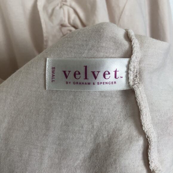 VELVET by Graham & Spencer 100% Cotton Ruffle‎ Top Sz S Pink Tie Front L/S USA - Picture 4 of 10